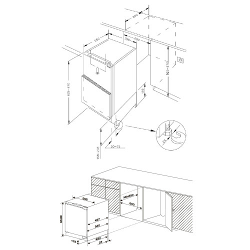 Встраиваемая морозильная камера Meferi MBF82 Low frost light