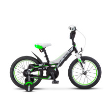 Велосипед Pilot-180 16 V010 9 Черный/зелёный 2018 1-ск, рама Алюминий 8,5, AL обода, тормоз передний ручной, задний - ножной, боковые колеса, крылья, багажник