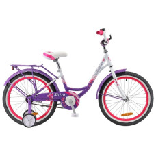 Велосипед Pilot-210 Lady 20 V010 12 Пурпурный/белый 2018 1-ск, рама STEEL 12, зад. ножн. тормоз, доп. колеса, звонок, накладка на вынос руля, багажник