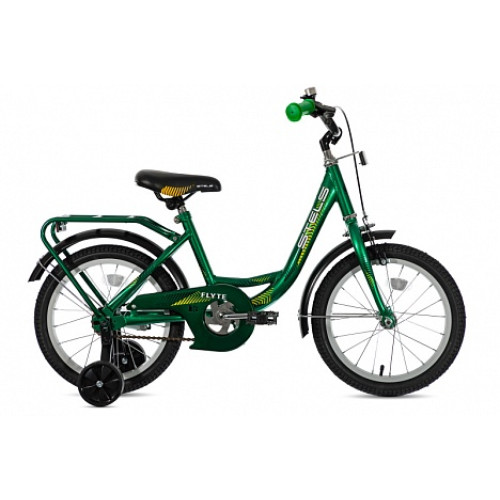 Велосипед Flyte 16 Z011 11 Зелёный 2018 1-ск., рама STEEL 11, зад. ножн. тормоз, длинные крылья из нержавеющей стали , покрышки YIDA, седло JHT, багажник, корзинка, звонок, дополнительные колеса