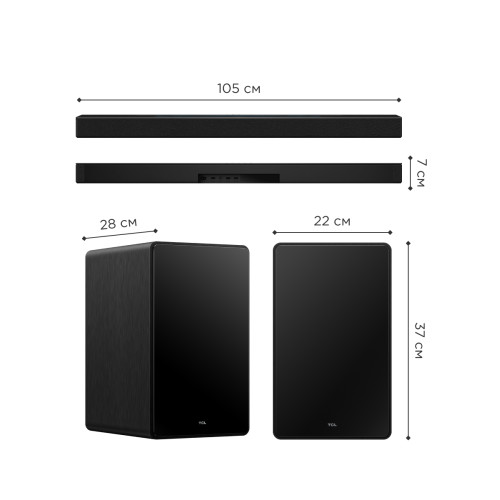 Саундбар TCL Q75H 5.1.2 620Вт черный