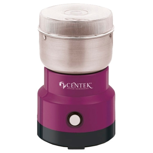 Кофемолка Centek CT-1357 фиолет 250Вт, 200 г, мощный двигатель, стальной стакан, прозрачная крышка