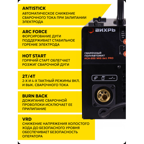 Сварочный полуавтомат Вихрь ИСА-200 MIG PRO 
