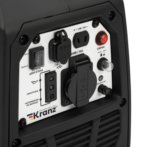 Генератор инверторный Kranz KR1200I 1,2кВт, 230В, 2л, закрытый корпус, ручной старт