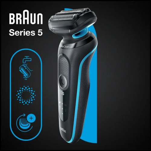 Электробритва Braun 51-M1000s черный/голубой