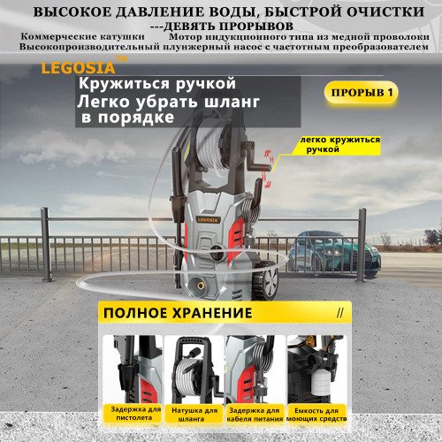 Моечная машина высокого давления Сибртех АМ-1100 (1100 Вт, 90 бар, 280 л/ч, переносная)