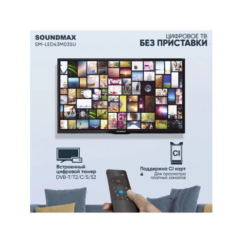 Телевизор Soundmax SM-LED43M03SU черный