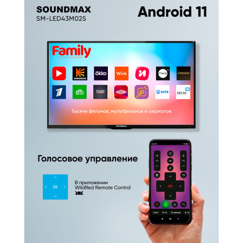  Телевизор Soundmax SM-LED43M02S черный