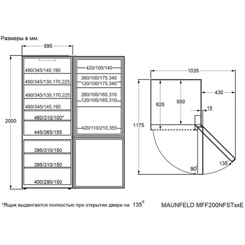 Холодильник Maunfeld MFF200NFSTWE белый