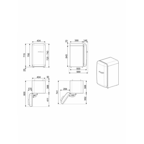 Холодильник SMEG FAB5LSV6 стиль 50-х, серебристый