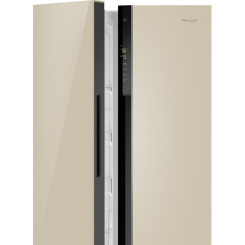 Холодильник Weissgauff WSBS 500 Inverter NoFrost Beige Glass