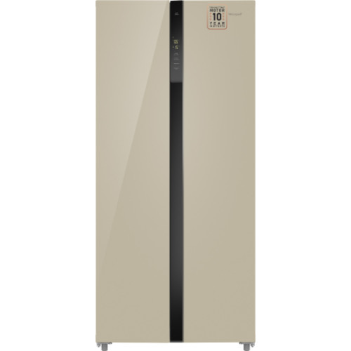 Холодильник Weissgauff WSBS 500 Inverter NoFrost Beige Glass