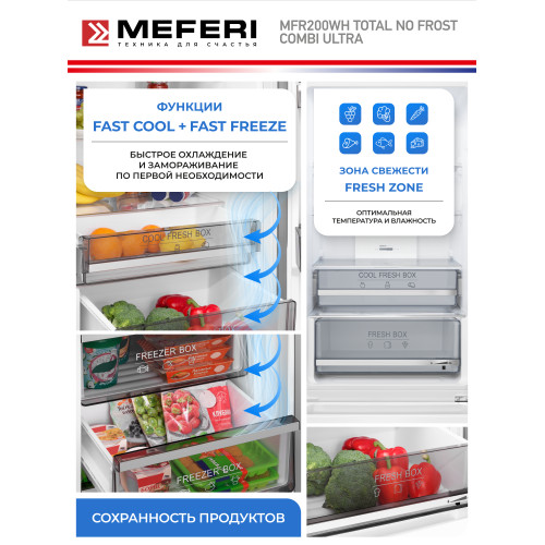 Холодильник MEFERI MFR200WH Total No Frost Combi Ultra