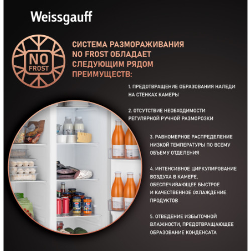 Холодильник Weissgauff WSBS 500 Inverter NoFrost Inox
