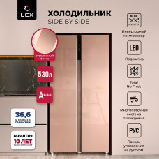 Холодильник LEX LCD450GIGID золото/стекло