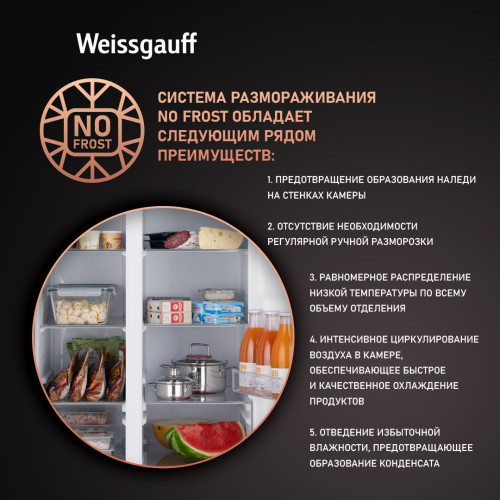 Холодильник Weissgauff WSBS 600 XB NoFrost Inverter Water Dispenser