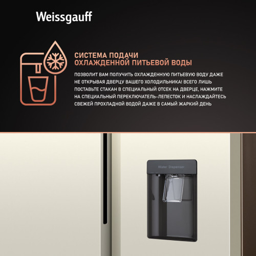 Холодильник Weissgauff WSBS 600 Be NoFrost Inverter Water Dispenser