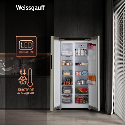 Холодильник Weissgauff WSBS 600 Be NoFrost Inverter Water Dispenser