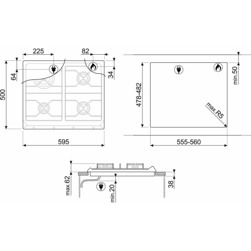 Варочная поверхность SMEG SR964XGH 