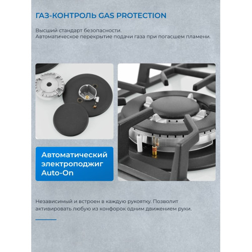 Варочная поверхность газ ZUGEL ZGH292W белая