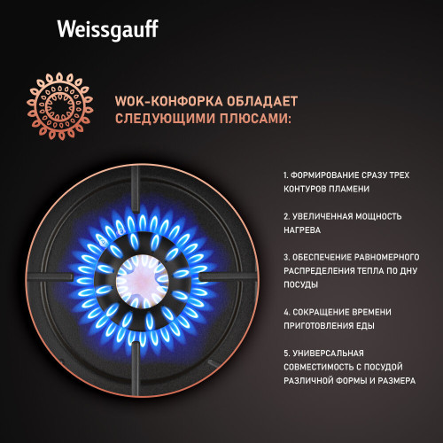 Варочная поверхность Weissgauff HGG 641 WV Volcano Burner Nano Glass