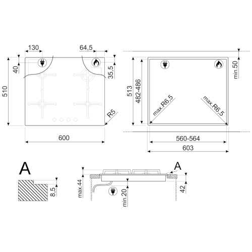 Варочная поверхность Smeg PV364N