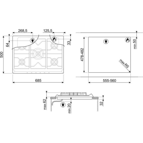 Варочная поверхность SMEG SR975PGH Victoria кремовая