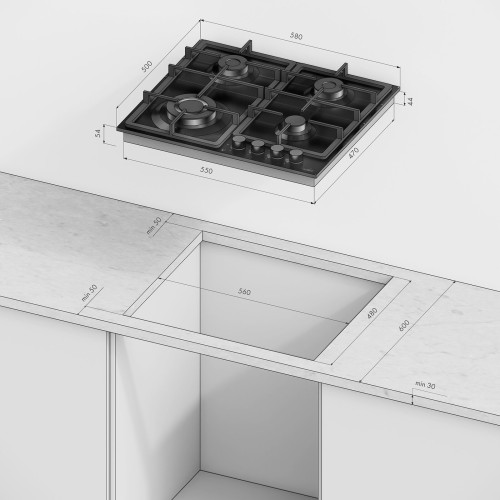 Варочная поверхность MONSHER MSG 63 Acier нержавеющая сталь