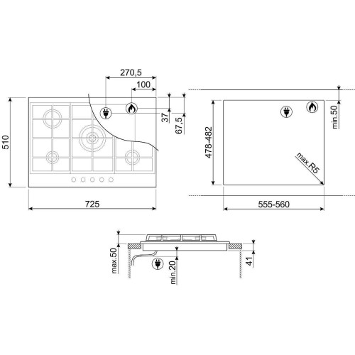 Варочная поверхность Smeg PX375MB