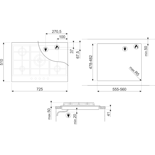 Варочная поверхность Smeg PX375MB