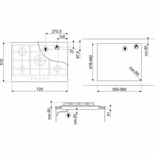 Варочная поверхность Smeg PX375MB