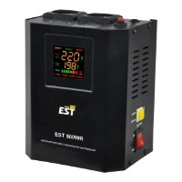Стабилизатор напряжения EST 1000 WR релейный настенный, Однофазный релейный автоматический Стабилизатор переменного напряжения, для газовых котлов, максимальная мощность 1000 Вт, входное напряжение от 140В до 270В, выходное напряжение 220В +/-8%.