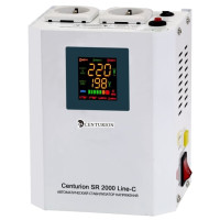 Стабилизатор напряжения CENTURION SR 2000 Line-C релейный настенный, Однофазный релейный автоматический Стабилизатор переменного напряжения, для газовых котлов. максимальная мощность 2000 Вт, входное напряжение от 140В до 270В, выходное напряжение 220В +/