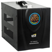 Стабилизатор напряжения EST. 3000 DVR релейный переносной, Однофазный релейный автоматический Стабилизатор переменного напряжения. Максимальная мощность 3000 Вт. входное напряжение от 140В до 270В