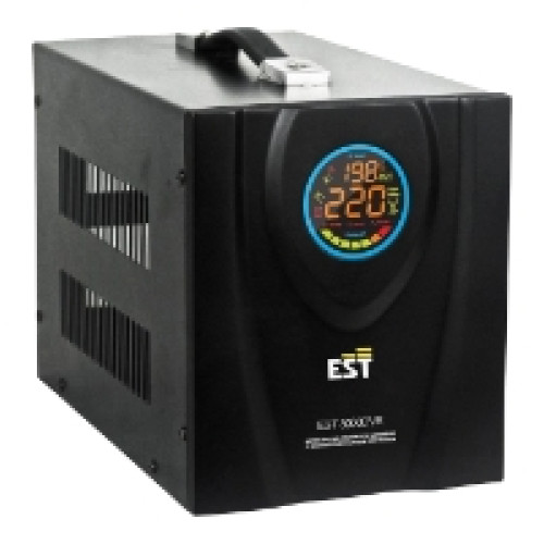 Стабилизатор напряжения EST. 8000 DVR релейный переносной, Однофазный релейный автоматический Стабилизатор переменного напряжения. Максимальная мощность 8000 Вт. входное напряжение от 140В до 270В.