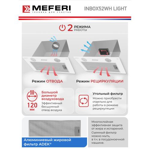 Вытяжка MEFERI Inbox52WH Light
