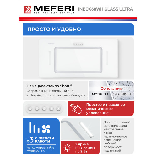 Вытяжка Meferi INBOX60WH Glass Ultra