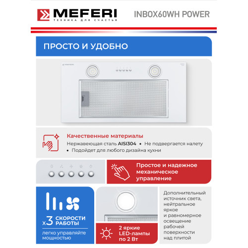 Вытяжка Meferi INBOX60WH Power
