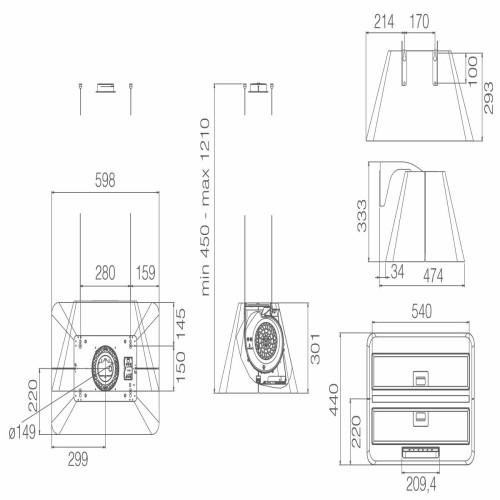 Вытяжка каминная Elica Ikona light BL MAT/F/60 черный