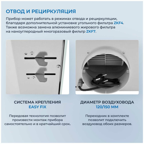 Вытяжка ZUGEL ZHI524GW белая