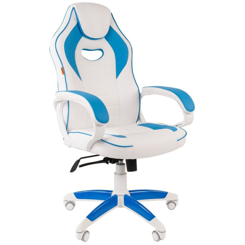 Игровое кресло Chairman game 16 белый/голубой