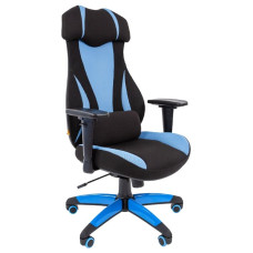 Игровое кресло Chairman game 14 чёрное/голубое