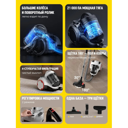 Пылесос Deerma DEM-TJ200W белый/черный