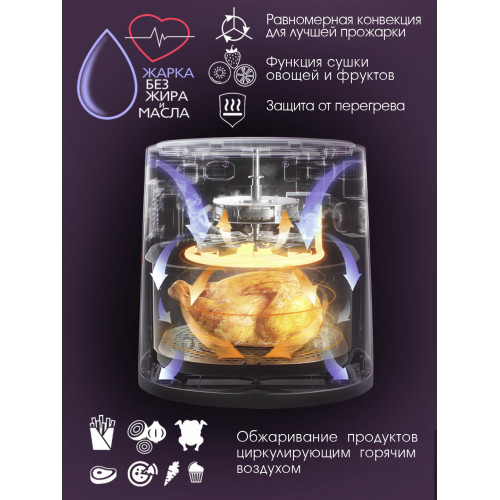 Аэрогриль Endever Skyline AF-130 черный/стальной 