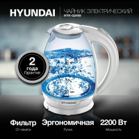 Чайник электрический Hyundai HYK-G2409 белый/серебристый