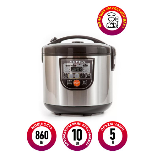Мультиварка SUPRA MCS-5114 серебристый/черный