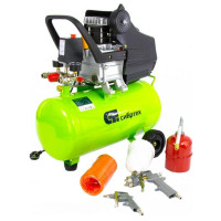 Компрессор СИБРТЕХ КК-1500/24 воздушный, 1,5 кВт, 198 л/мин, 24 л, прямой привод, масляный