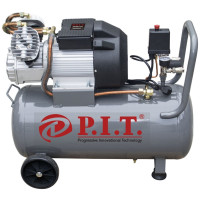 Компрессор P.I.T. PAC 50-C2 (2,0кВт, 2,7л.с., 170л/мин, 50л, 8 бар, 2 выхода ЕВРО, колеса, европереходник, масляный)