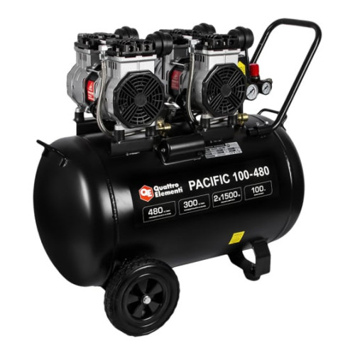 Компрессор QUATTRO ELEMENTI PACIFIC 100-480 (безмасляный, 480 л/мин, 100 л, 3.5 л.с, 8 бар) 915-373