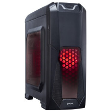 Корпус Miditower Exegate EVO-8202 Black-Red light, ATX, <без БП>, с окном, 2*USB+1*USB3.0, Audio